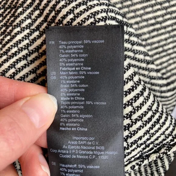 Sandro Paris Polie Dress Black and White Tweed Contrast Trim Women Size 10 - Picture 9 of 10